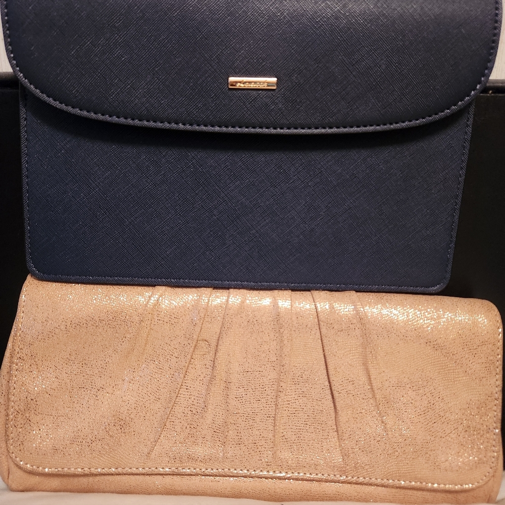 Lauren Merkin Elegant Gold Clutch & Lovevook Clutch Bundle